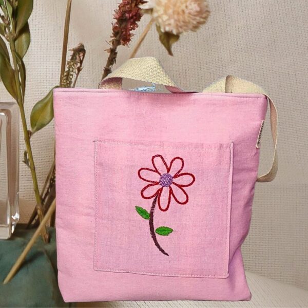 Pink Cotton Tote Bag for women - Image 3
