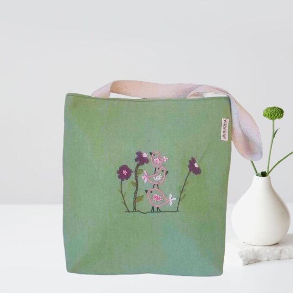 Green Fabric Tote Bags For Women/Girls | Shopping Cotton Bags - Image 3