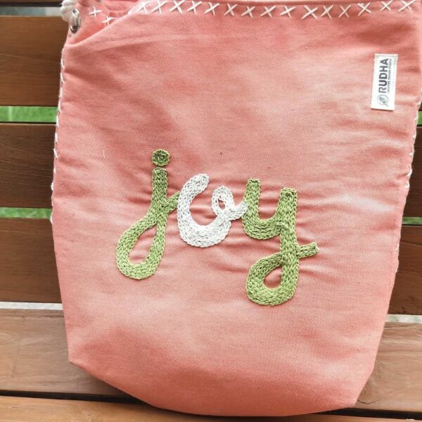 Peach Crossbody Cotton Bag, EveryDay Bucket bag for Girls, Hand crafted Slings