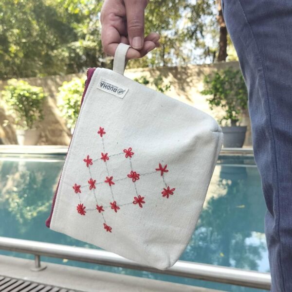 Fabric Pouch with Zipper, Large Travel Pouch - 9x7x1.5 inch - Image 4