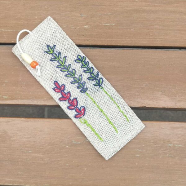 Hand embroidered Jute Bookmark 2x8inches | Fabric Bookmarks | - Image 2