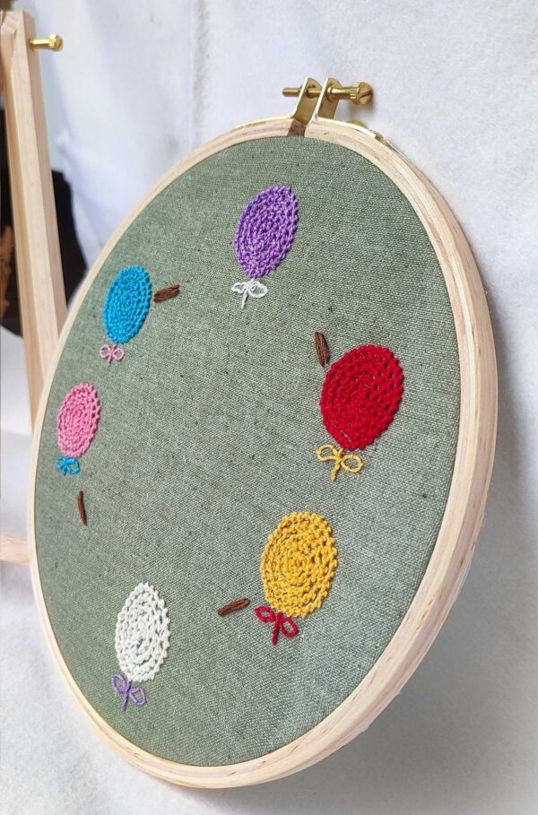 Handmade Multi-Color Flower Hand Embroidery  Photo Frame - Image 2