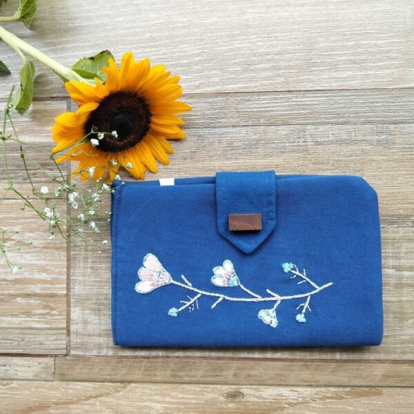 Blue Women's hand embroidered Fabric Wallet | Gift for Her | Phone Wallet - Image 2