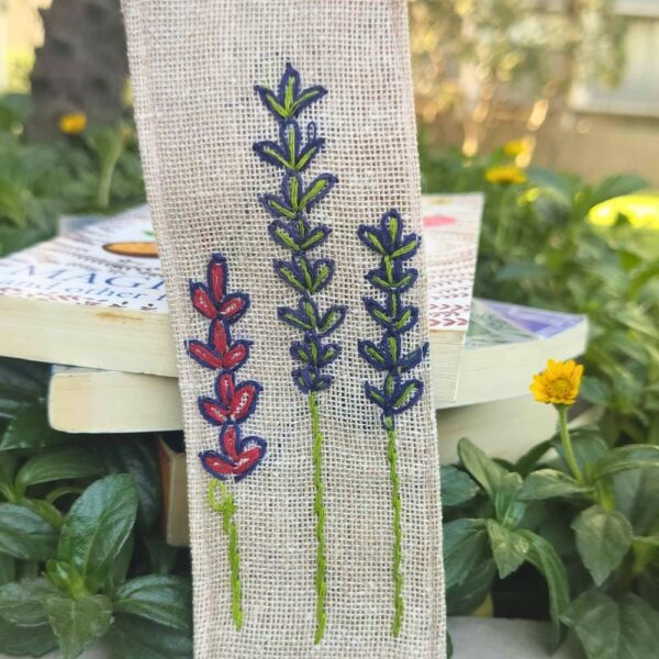 Hand embroidered Jute Bookmark 2x8inches | Fabric Bookmarks |