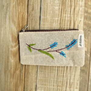 Jute Hand embroidery zip pouch | 9x5 inches