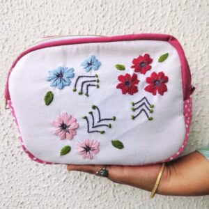 Pink Zipper Travel/Cosmetic Pouch Cum Crossbody bag for Women