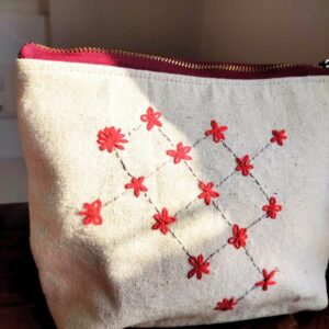 Fabric Pouch with Zipper, Large Travel Pouch - 9x7x1.5 inch