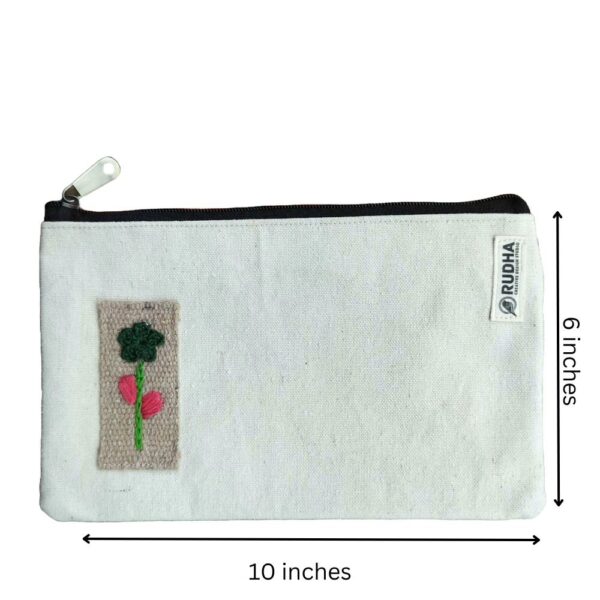 Cotton Small Zipper Pouch | Makeup Pouch, Travel pouch | 10x6 inch - Image 3