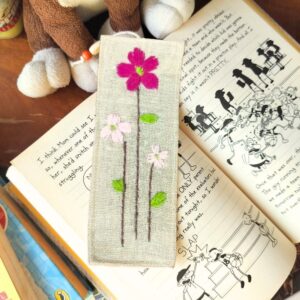 Pink Flower Fabric Bookmarks| Handmade Bookmarks 2x8 inches| Gift for students