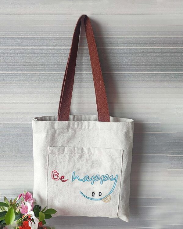 Be Happy Day Cotton Canvas Tote Bag