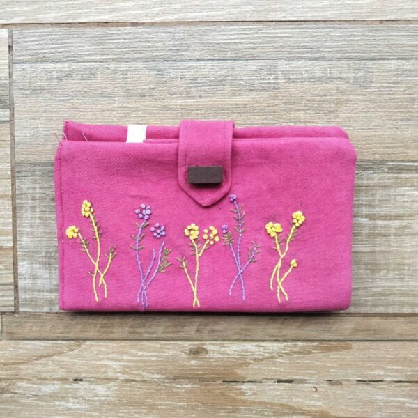 Purple hand embroidered Fabric Ladies Wallet | Gift for Her - Image 2