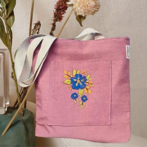 Flower Motif Cotton Tote shopping bags - Image 2