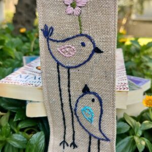Blue Birds Hand embroidered Handmade Bookmark 2x8inches | Bookmarks for Books