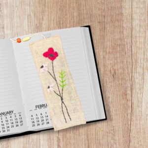 Red Floral Handmade Bookmarks | Jute Bookmarks 2x8inches