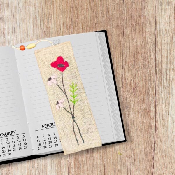 Red Floral Handmade Bookmarks | Jute Bookmarks 2x8inches