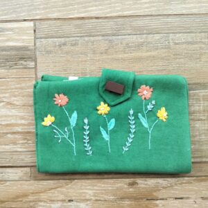 Green Women's handmade Wallet | Hand embroidered wallet Gift for Her