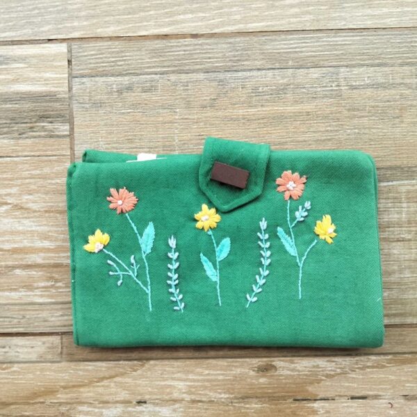 Green Women's handmade Wallet | Hand embroidered wallet Gift for Her