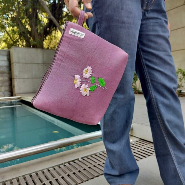 Purple Zipper Pouch | Stationery Pouch | Toilet Kit Handbag Organizer - Image 5