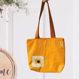 Mustard Cotton Tote Bags For Women/Girls | Handcrafted Shoulder Bags