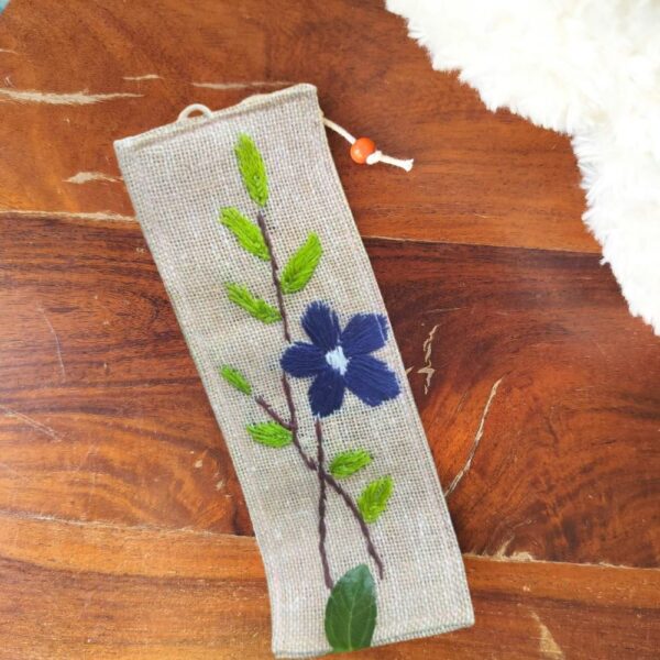 Blue Flower Handmade Bookmarks, Fabric Bookmarks 2x8inches - Image 2
