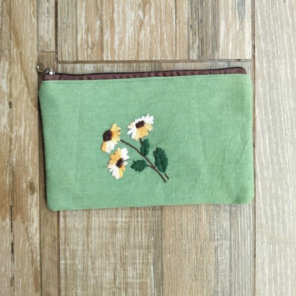 Floral Green Multipurpose Zipper Pouch for women | Cosmetic Cloth Pouch | 9x5