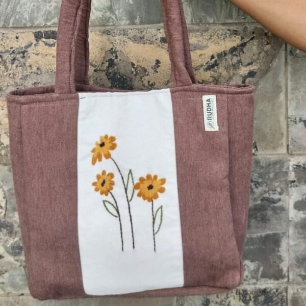 Brown Cotton Small Tote Bags for Women | Every Day Totes - Image 2