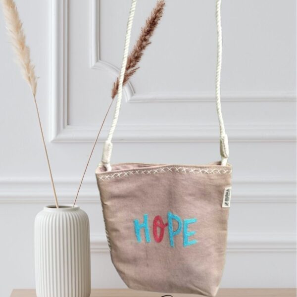 Grey Rope Bag Cotton Crossbody Sling, Bucket Bags for Girls, Hand crafted Bag - Image 3