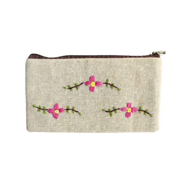 Jute Cotton Small Makeup Bag Pouch Purse Cosmetic Organizer for Women - Image 2