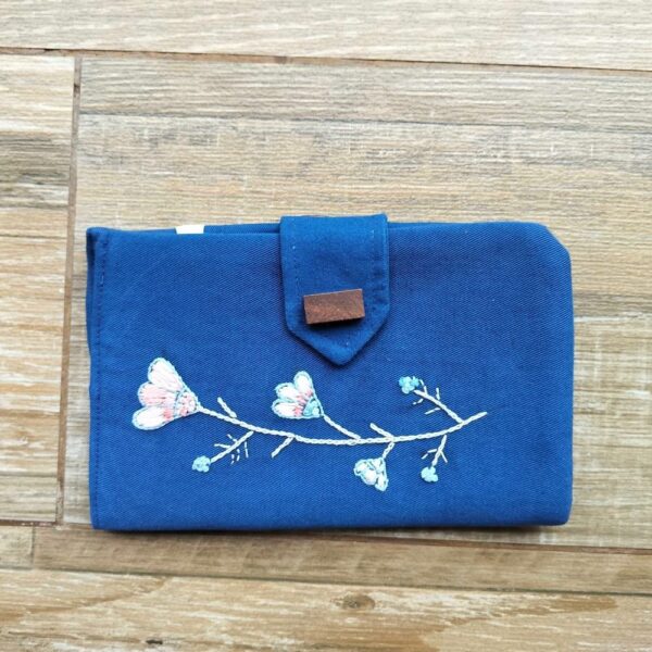 Blue Women's hand embroidered Fabric Wallet | Gift for Her | Phone Wallet