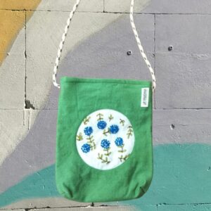Cotton Green Sling Bag, Women Hand embroidered Small Sling bags