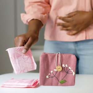 Purple White Flower Sanitary pad Pouch Women/Girls| School Girls Sanitary Pouch