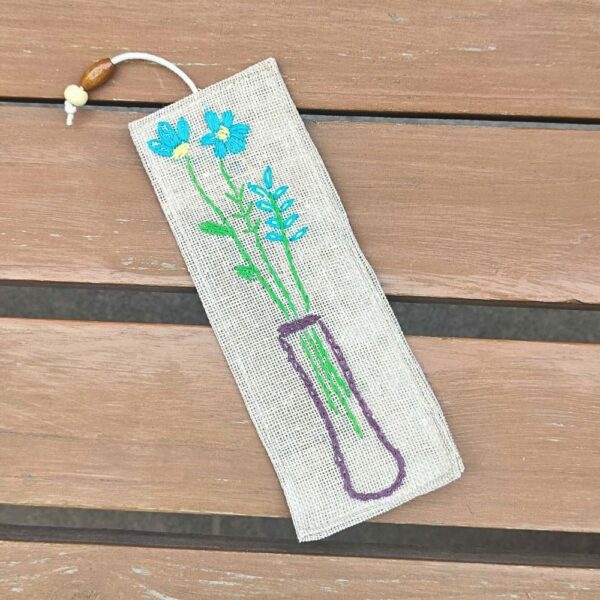 Blue Flower Jute Bookmarks| Handmade Bookmarks 2x8 inches| Floral Bookmark