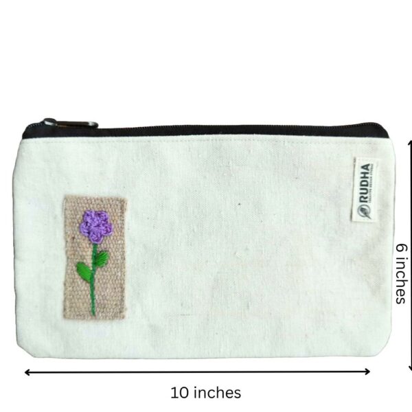 Fabric Zipper Pouch | Pencil Pouch, Travel pouch| Sustainable handmade pouches - Image 3