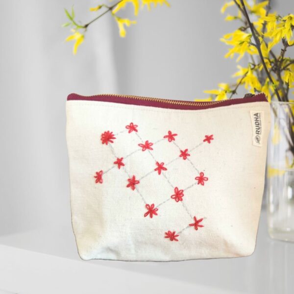 Fabric Pouch with Zipper, Large Travel Pouch - 9x7x1.5 inch - Image 3