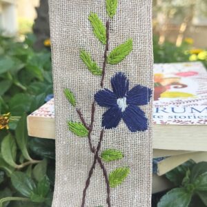 Blue Flower Handmade Bookmarks, Fabric Bookmarks 2x8inches