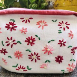 Flower embroidery Travel Pouch Cum Messenger bag