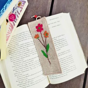 Red Flower Jute Bookmarks| Handmade Handembroidered Bookmarks| Gift for teachers