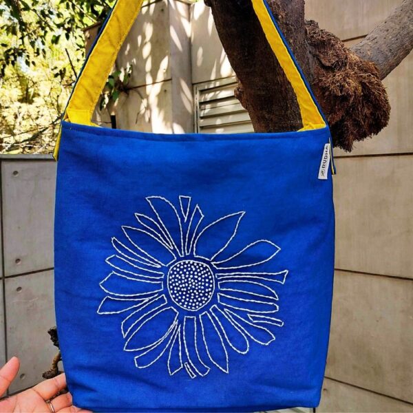 Blue Cotton Sunflower Hobo Bags for women | EveryDay Fabric Shoulder Bags