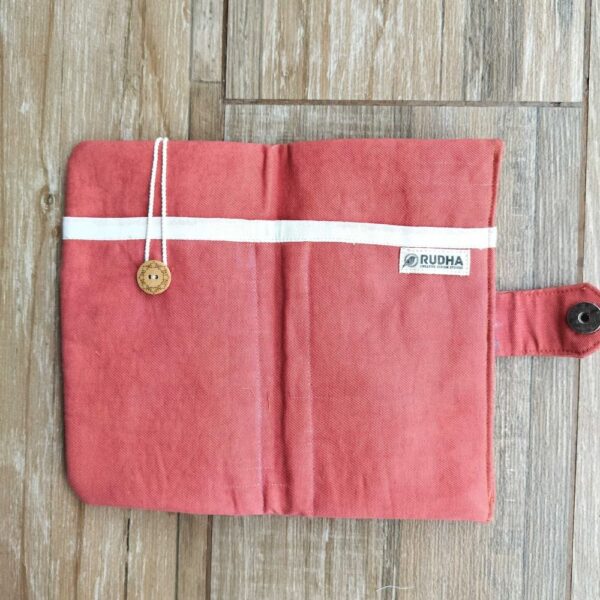 Orange Women's Phone Wallet | Fabric Hand embroidered Bi-fold wallet - Image 3