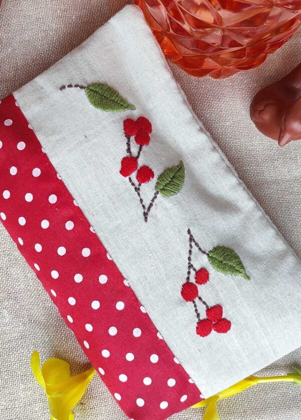 Hand Embroidery Cotton Zipper Pouch for Women 7x9 inch - Image 4