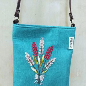Cotton Sling Bags for Women | Sea Green hand embroidered Sling Bag