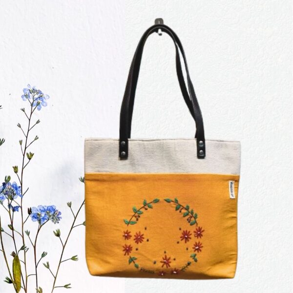 Cotton Shoulder Bag for Women, Mustard hand crafted hand bags for office, travel