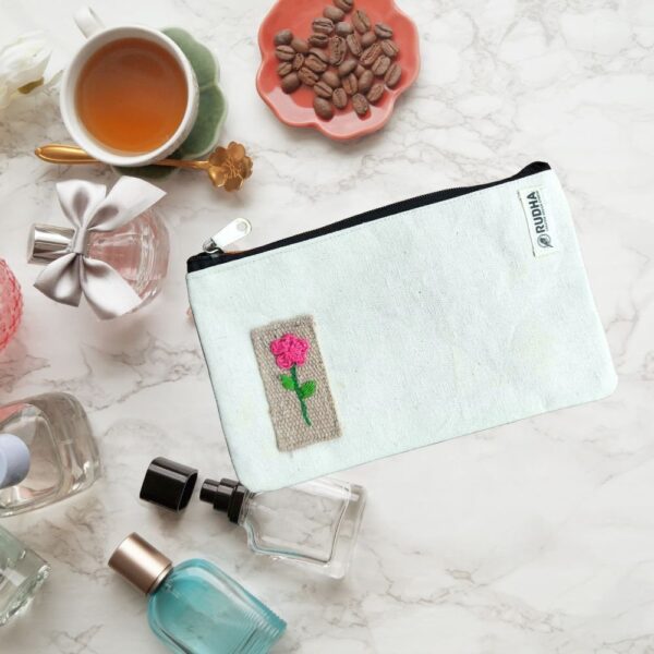 Sustainable Cotton Travel Pouch | Zipper Pouches for Women| 10x6 inches - Image 2