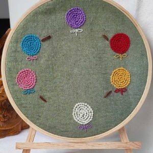 Handmade Multi-Color Flower Hand Embroidery  Photo Frame