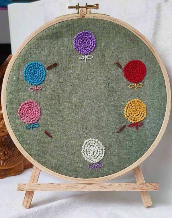 Handmade Multi-Color Flower Hand Embroidery  Photo Frame
