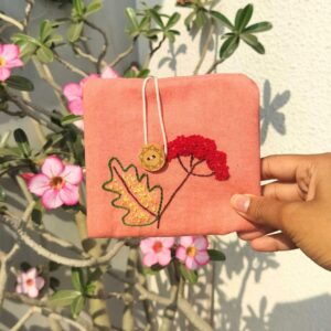Red Flower Cotton Sanitary pad Pouch Women/Girls