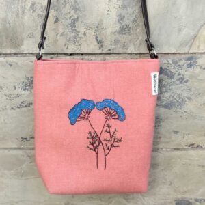 Blue Flower - Orange Sling Bag for women | Hand embroidery Sling Bags