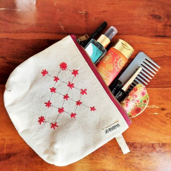 Fabric Pouch with Zipper, Large Travel Pouch - 9x7x1.5 inch - Image 2