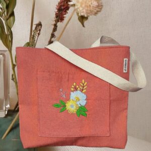 Orange Cotton Tote Bags For Women/Girls