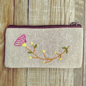 Travel Zipper Pouch 9 x 5 inches Small Compact Jute Finish Zippered Cloth Pouch